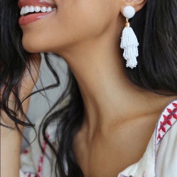 Panacea Tassel Earrings White Beaded - Picture 2 of 11